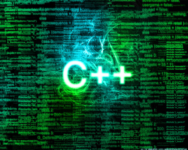 Green black background cplusplus glowing free wallpaper for desktop - medium preview image