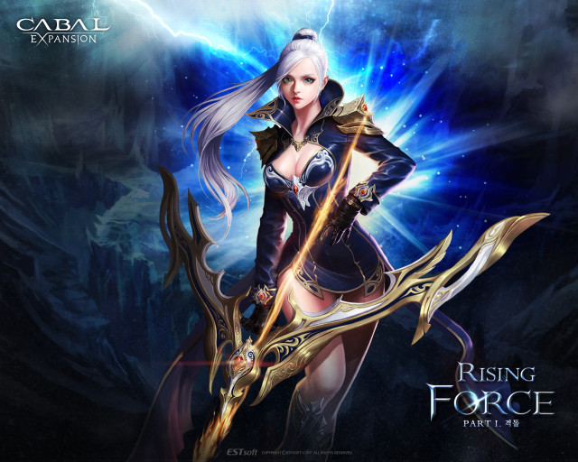 Woman black outfit sword blue free wallpaper for desktop - medium preview image