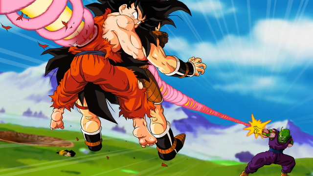 Dragon man fighting pink object free wallpaper for desktop - medium preview image