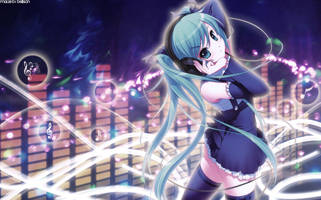 Anime girl blue hair city free wallpaper for desktop - medium preview image