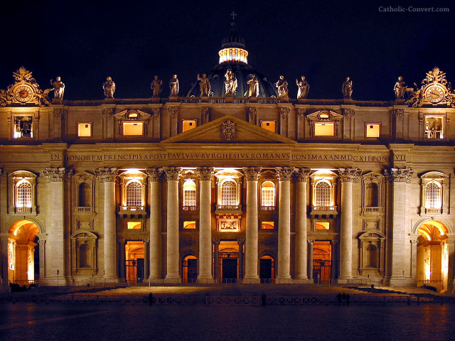 Large building columns statues nighttime #6 free wallpaper for desktop - medium preview image