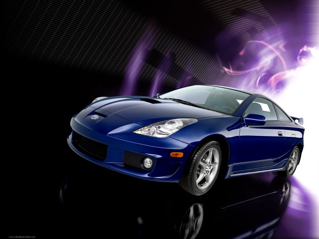 Blue sports car purple light free wallpaper for desktop - medium preview image