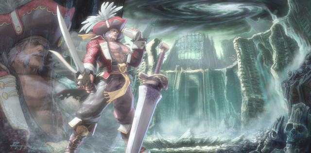 Red outfit giant creature sword free wallpaper for desktop - medium preview image