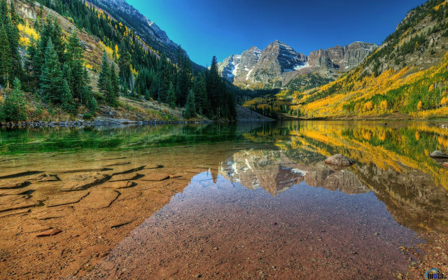 Mountain lake forest yellow leaves #2 free wallpaper for desktop - medium preview image