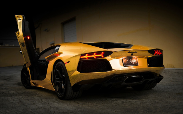 Yellow sports car parking lot #25 free wallpaper for desktop - medium preview image