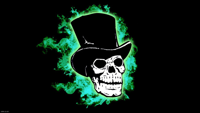 Skull top hat fire green #3 free wallpaper for desktop - medium preview image