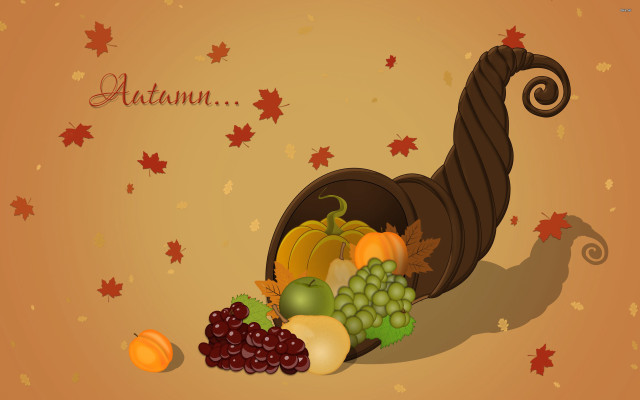 Thanksgiving turkey fruit autumn card free wallpaper for desktop - medium preview image