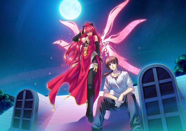 Man woman sitting ledged building free wallpaper for desktop - medium preview image