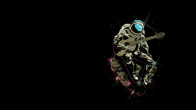 Astronaut guitar hologram space aurora free wallpaper for desktop - medium preview image