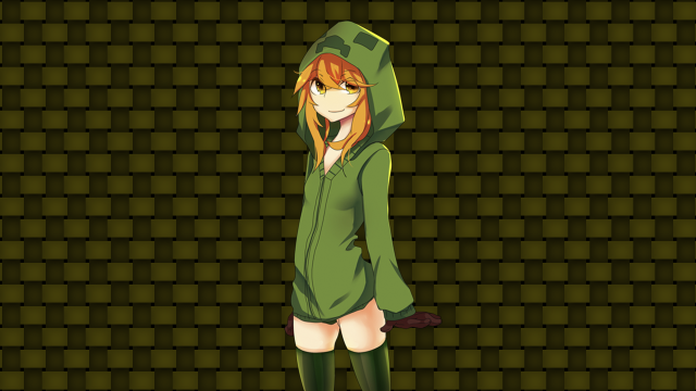 Girl green hoodie standing green free wallpaper for desktop - medium preview image