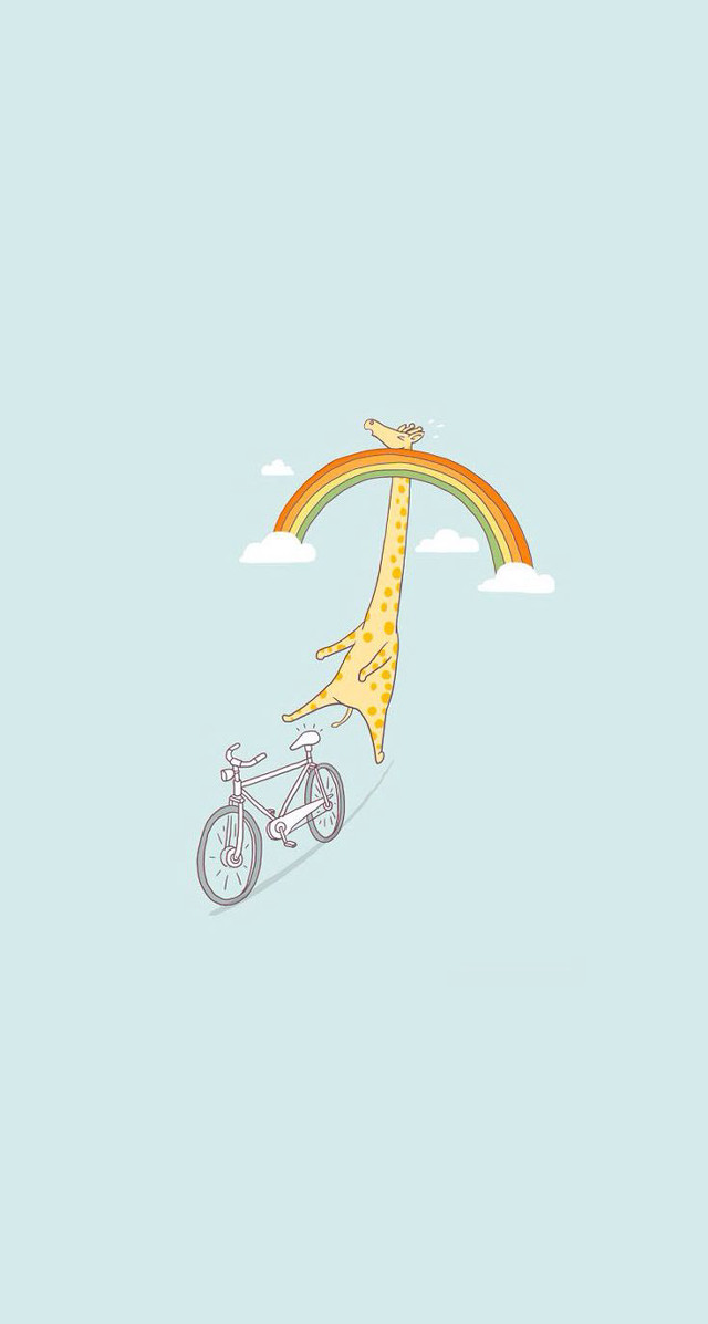 Giraffe bike rainbow bird flying free wallpaper for mobile - medium preview image