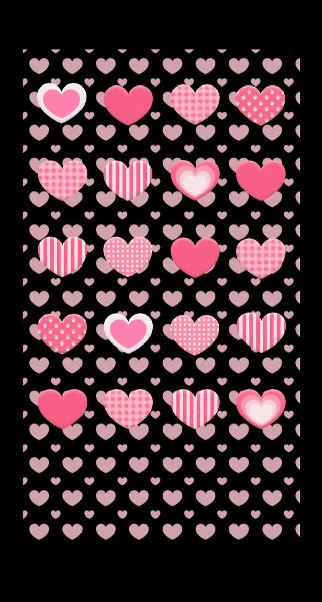 Black background pink red hearts free wallpaper for mobile - medium preview image