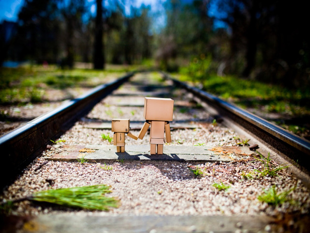 Wooden figures train track forest free wallpaper for desktop - medium preview image