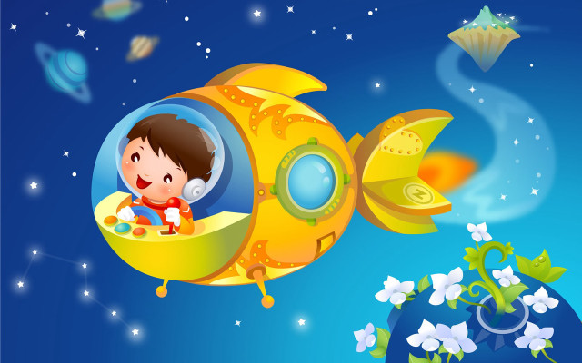 Boy yellow submarine sky diamond free wallpaper for desktop - medium preview image