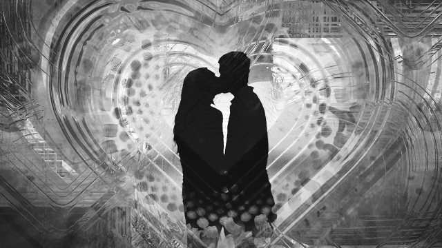 Person heart key mouth standing free wallpaper for desktop - medium preview image