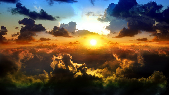 Sunset clouds plane sky yellow free wallpaper for desktop - medium preview image