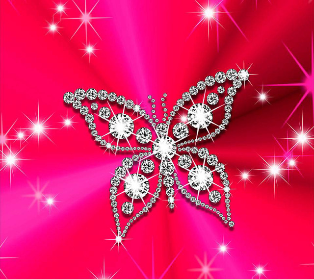 Pink background butterfly stars side free wallpaper for tablet - medium preview image