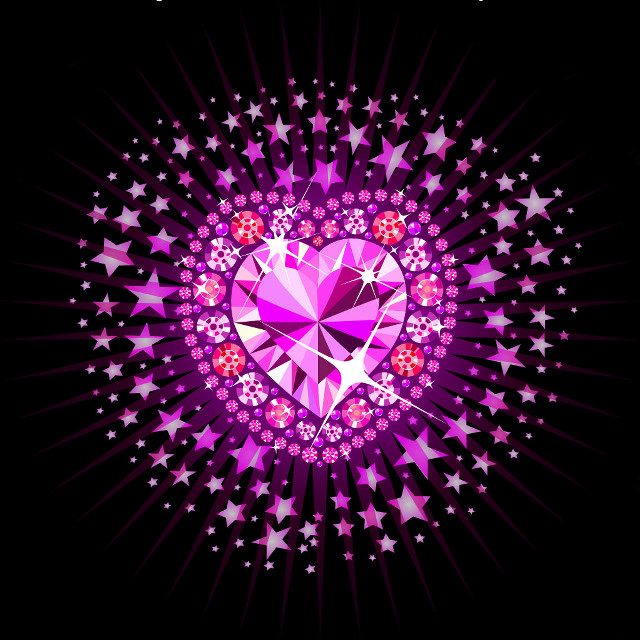 Heart shaped diamond stars black free wallpaper for tablet - medium preview image