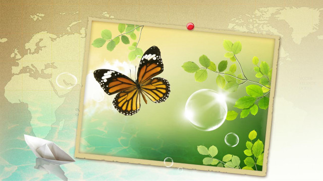 Butterfly bubble green background world free wallpaper for desktop - medium preview image
