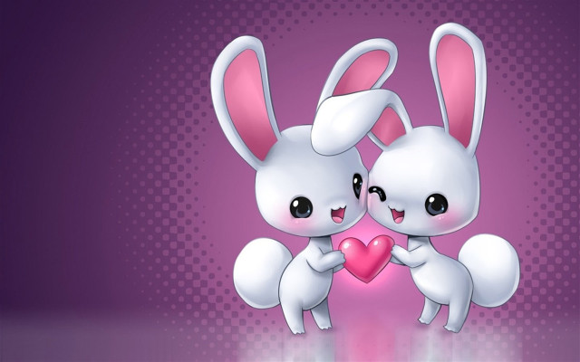 Rabbits heart polka dot gradient free wallpaper for desktop - medium preview image