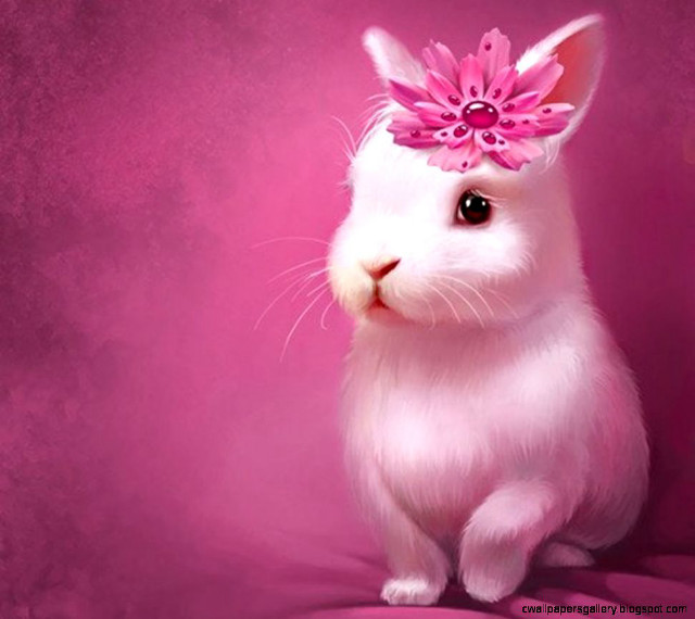 White rabbit pink flower hair free wallpaper for tablet - medium preview image