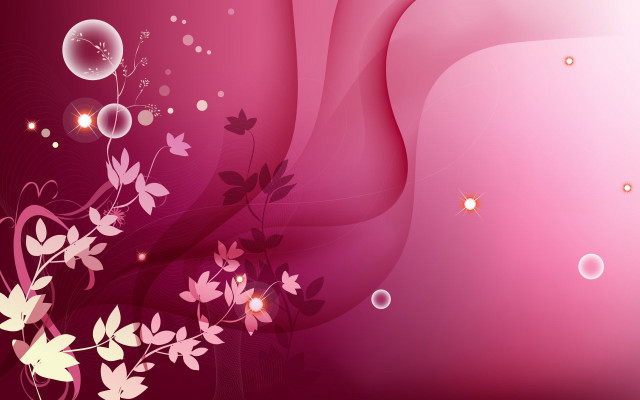 Pink background flowers bubbles clock free wallpaper for desktop - medium preview image