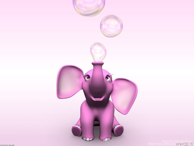 Pink elephant bubbles floating trunk free wallpaper for desktop - medium preview image