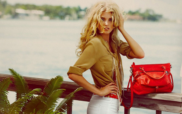 Woman dock red purse fashion free wallpaper for desktop - medium preview image