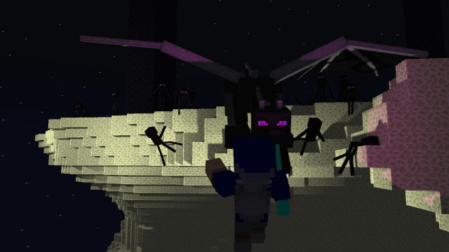Minecraft person walking dark backpack free wallpaper for desktop - medium preview image