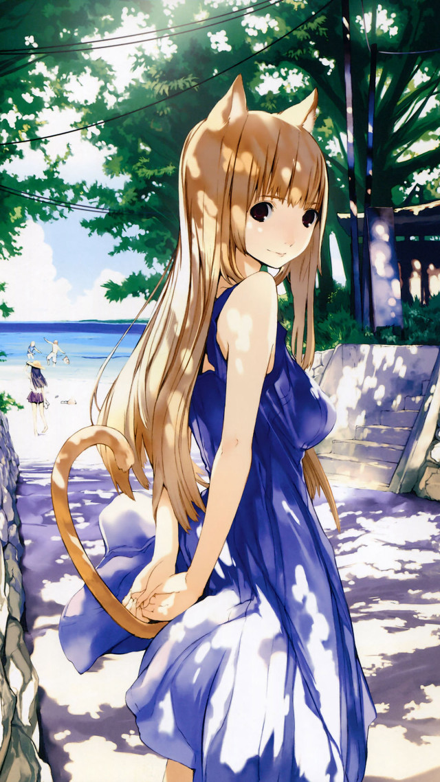 Girl blue dress path water free wallpaper for mobile - medium preview image