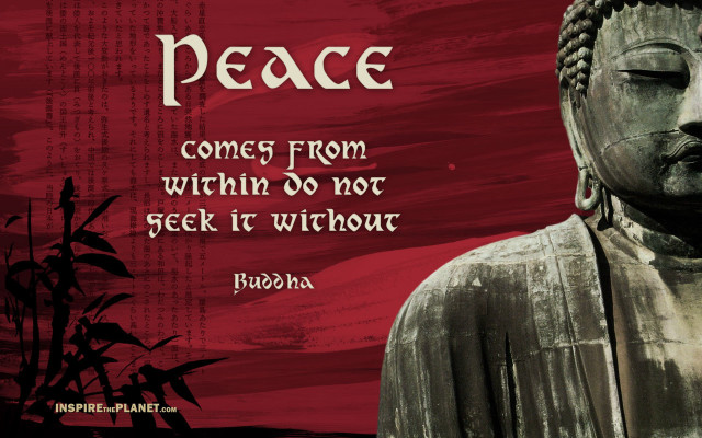 Buddha statue peace quote inner free wallpaper for desktop - medium preview image