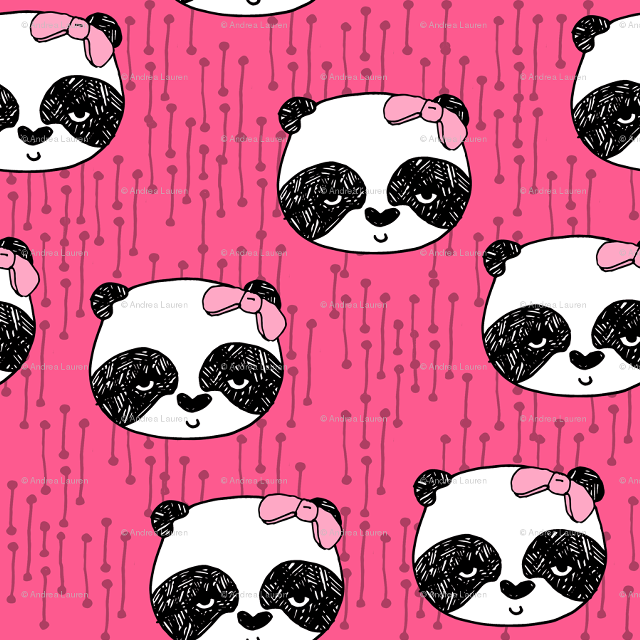Panda bow pink stripes dots free wallpaper for tablet - medium preview image