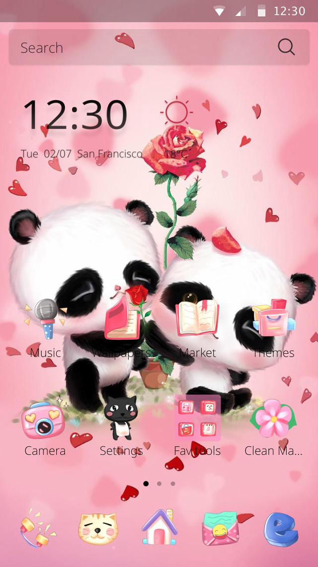 Pandas holding rose cell phone free wallpaper for mobile - medium preview image