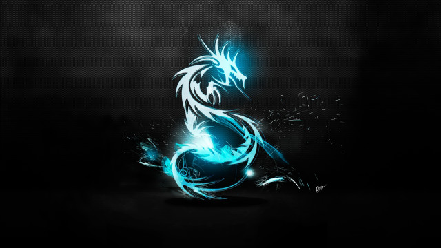 Blue black dragon glowing light #5 free wallpaper for desktop - medium preview image