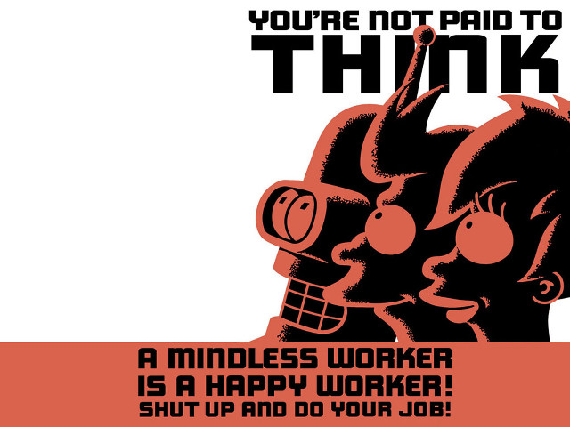 Middle class workers dystopian art free wallpaper for desktop - medium preview image