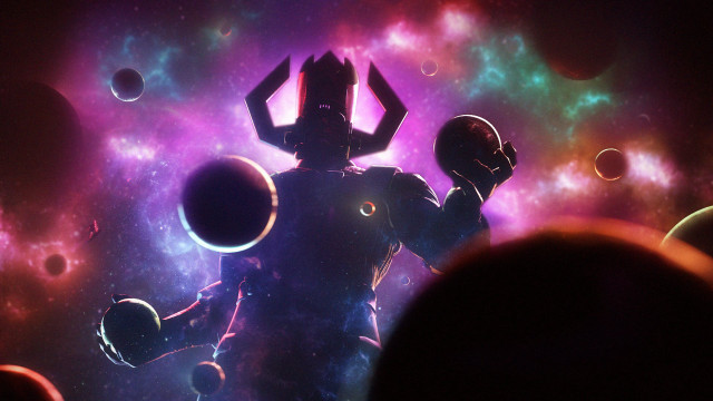 Man space suit surrounded planets free wallpaper for desktop - medium preview image