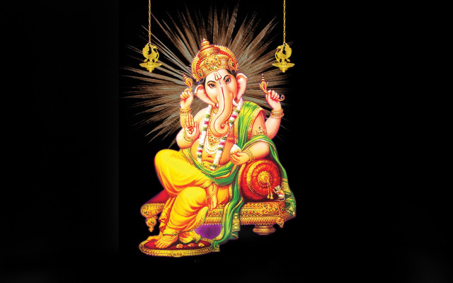 Ganesha couch black background gold free wallpaper for desktop - medium preview image