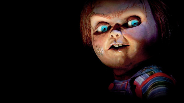 Creepy doll blue eyes striped free wallpaper for desktop - medium preview image