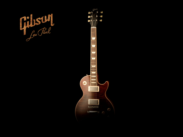 Guitar black background gibson logo free wallpaper for desktop - medium preview image