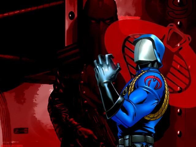 Man blue suit gun red free wallpaper for desktop - medium preview image