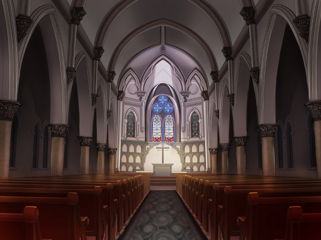 Church pews stained glass blue free wallpaper for desktop - medium preview image