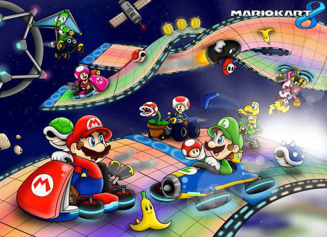 Mario kart game characters car free wallpaper for desktop - medium preview image