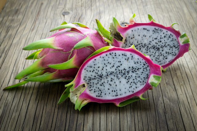Dragon fruit cut wooden table free wallpaper for desktop - medium preview image