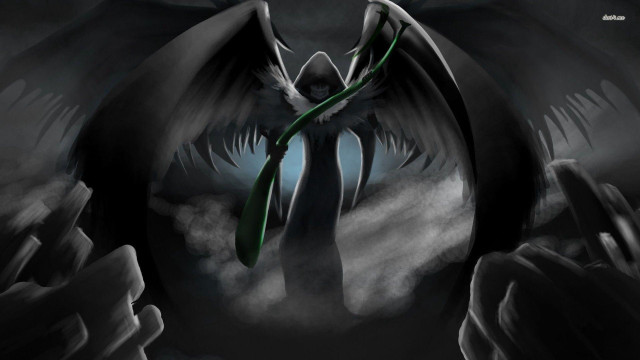 Demon wings green staff black free wallpaper for desktop - medium preview image