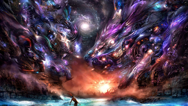 Man standing in front of free wallpaper for desktop - medium preview image