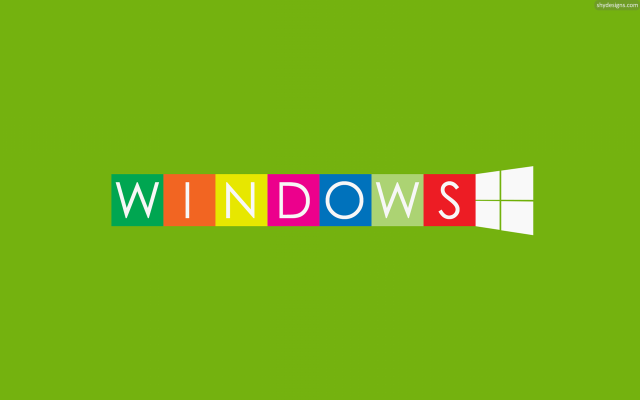 Green background windows colorful blocks free wallpaper for desktop - medium preview image