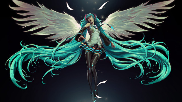 Blue hair wings woman bird free wallpaper for desktop - medium preview image