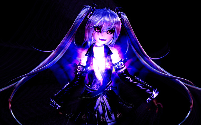 Gothic yandere hologram ponytails smile free wallpaper for desktop - medium preview image