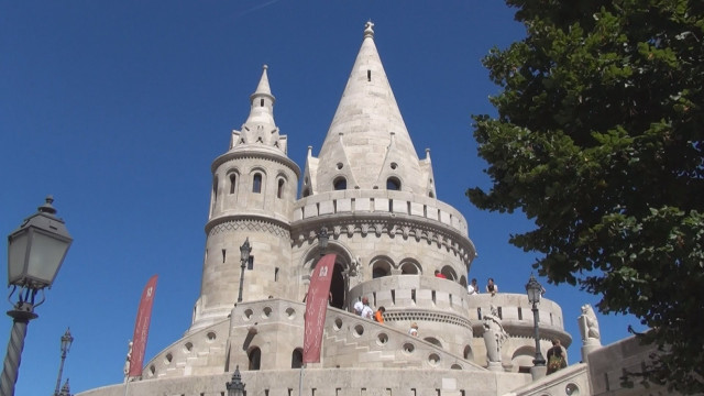 Castle clock tower lightpole mattepainting free wallpaper for desktop - medium preview image