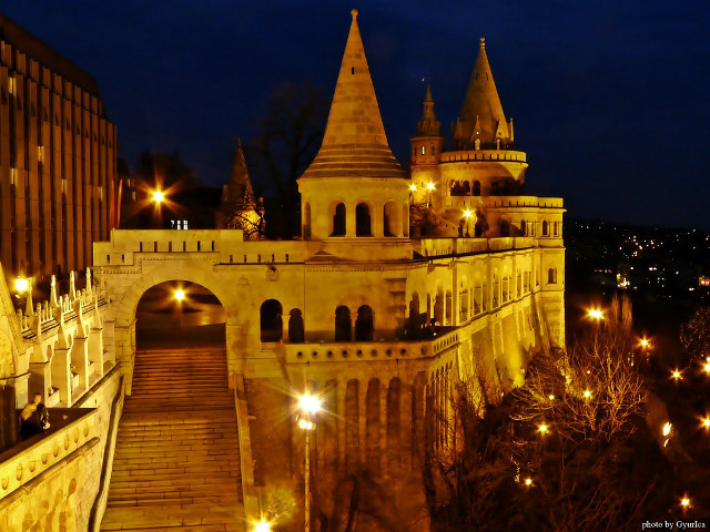 Castle night lights illuminated beautiful free wallpaper for desktop - medium preview image